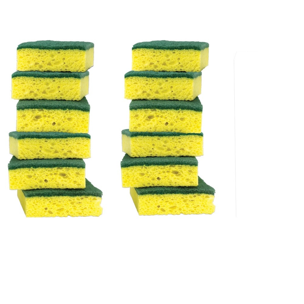 slide 5 of 5, Scotch-Brite Heavy Duty Scrub Sponge, Yellow/Green, 12 ct