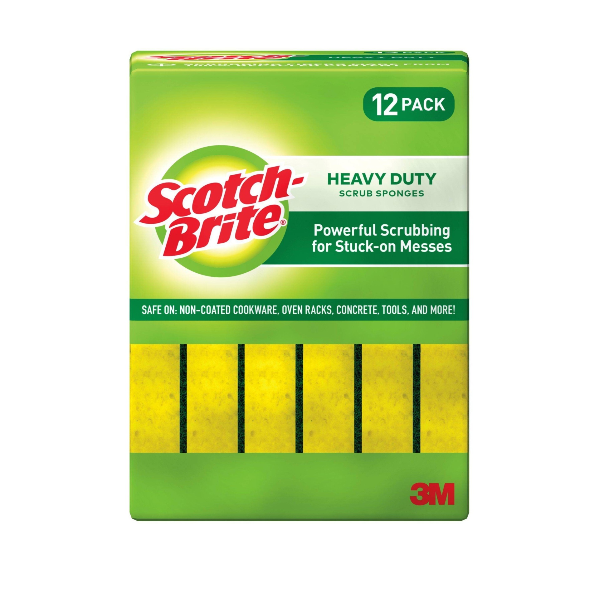 slide 1 of 5, Scotch-Brite Heavy Duty Scrub Sponge, Yellow/Green, 12 ct