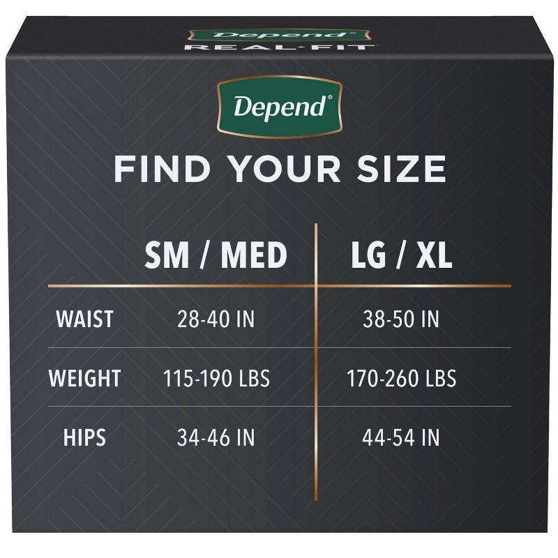 slide 3 of 7, Depend Real Fit Incontinence Underwear for Men - Maximum Absorbency - L/XL - Black & Gray - 12ct, 12 ct