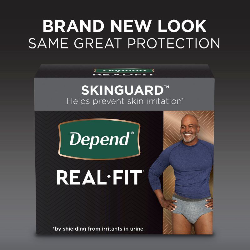 slide 2 of 13, Depend Real Fit Incontinence Underwear for Men - Maximum Absorbency - S/M - Black & Gray - 14ct, 14 ct