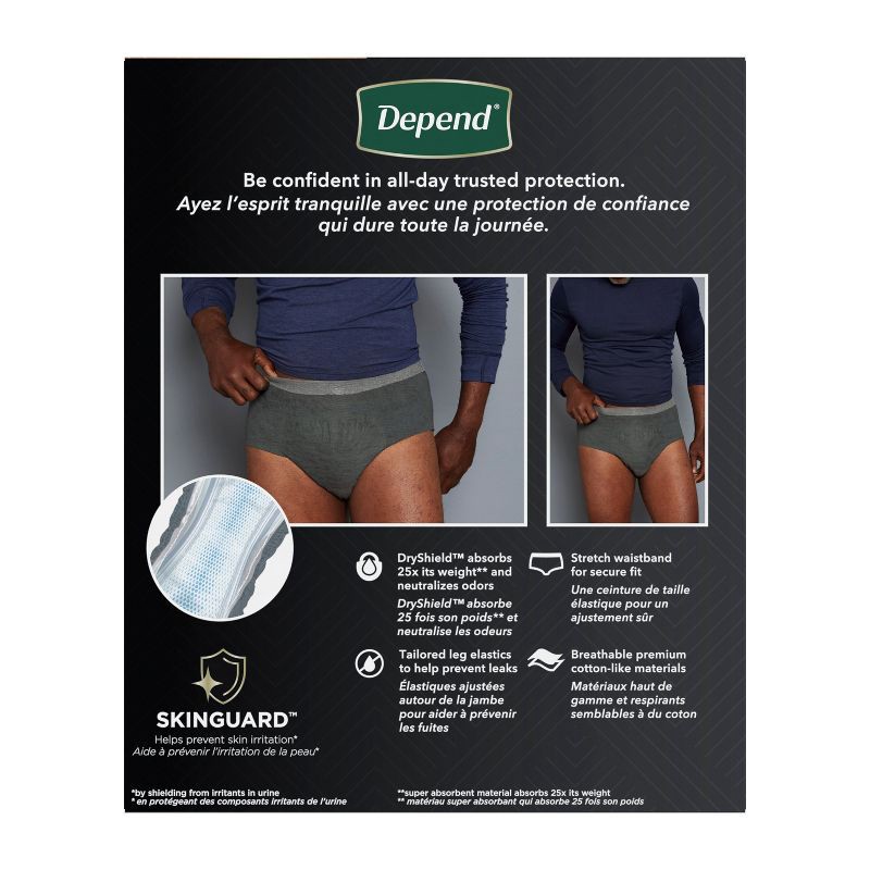 slide 9 of 13, Depend Real Fit Incontinence Underwear for Men - Maximum Absorbency - S/M - Black & Gray - 14ct, 14 ct