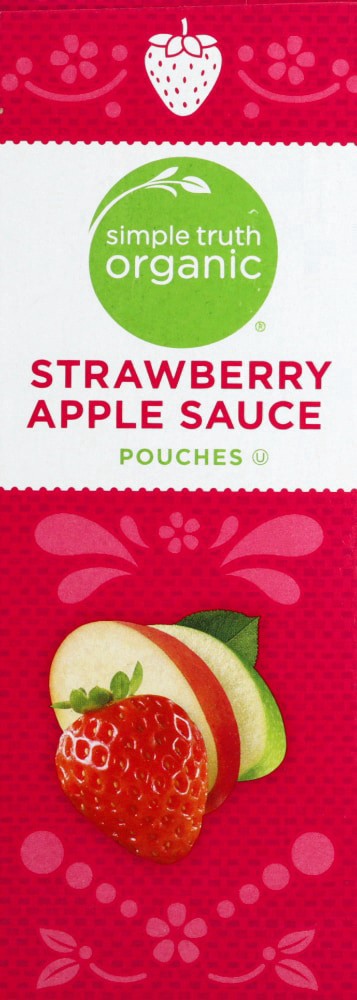 slide 5 of 5, Simple Truth Organic Strawberry Applesauce, 4 ct; 3.2 oz