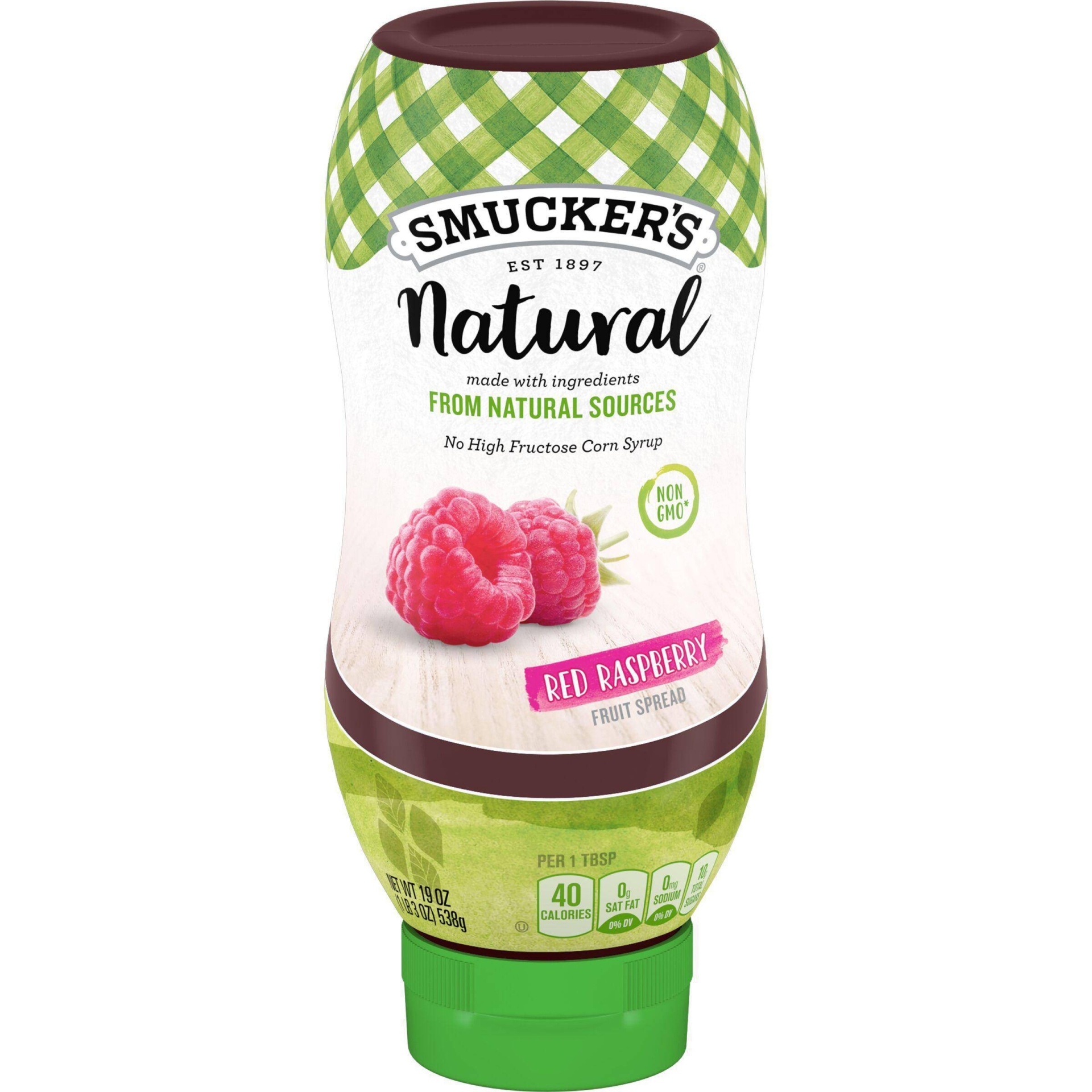 slide 1 of 3, Smucker's Natural Red Raspberry Fruit Spread, 19 oz