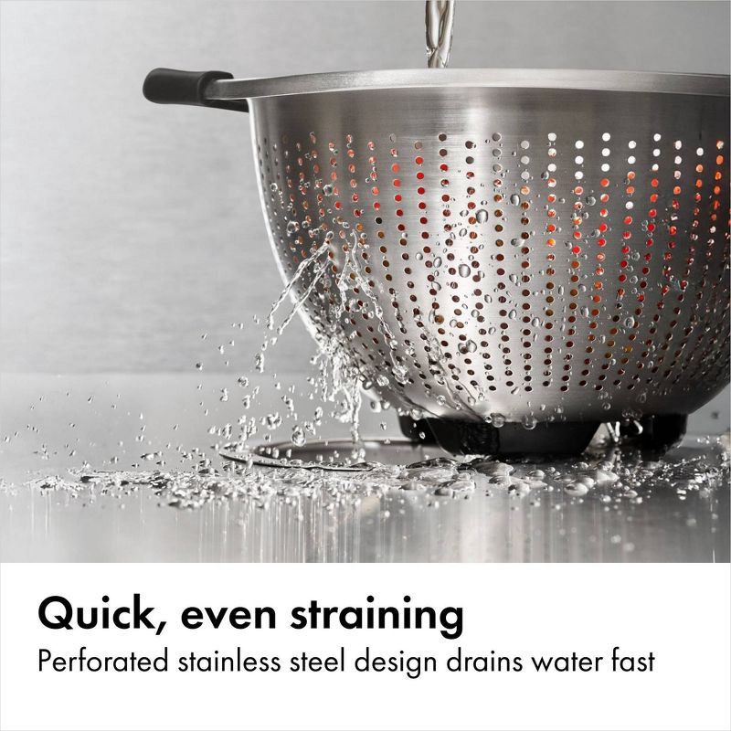 slide 3 of 8, OXO 5 Qt Stainless Steel Colander: Dishwasher-Safe Strainer for Pasta & More, Clear, 11.7" Width, 5 qt
