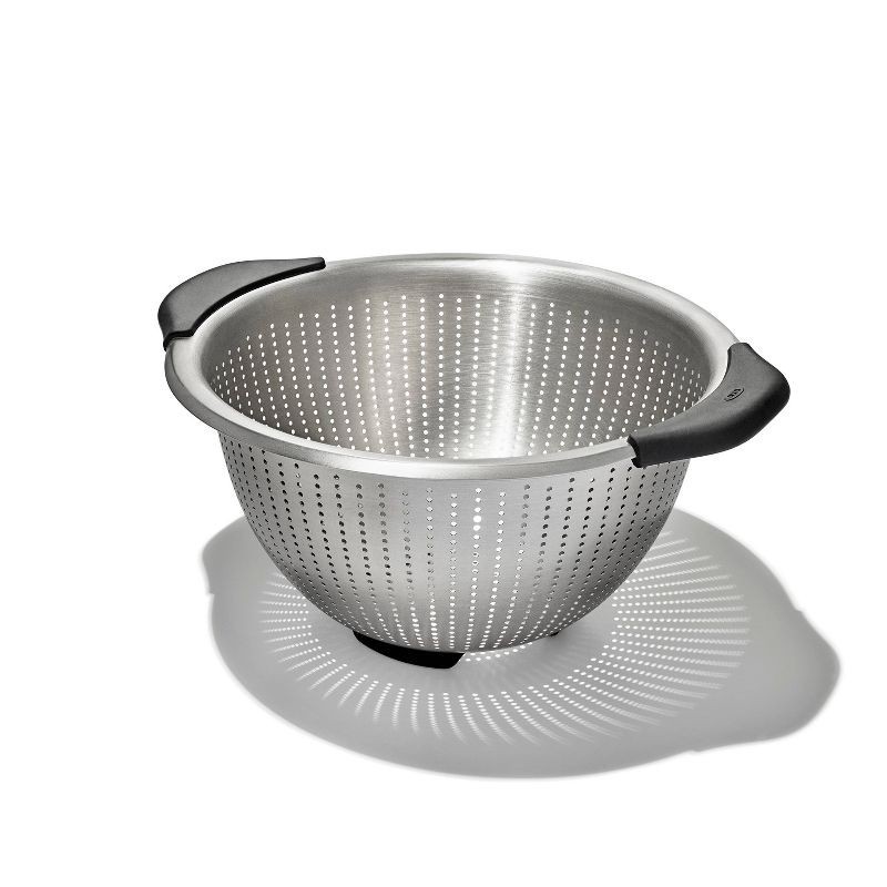 slide 2 of 8, OXO 5 Qt Stainless Steel Colander: Dishwasher-Safe Strainer for Pasta & More, Clear, 11.7" Width, 5 qt