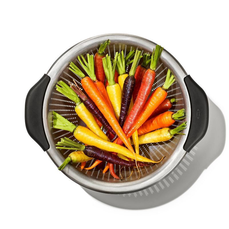 slide 4 of 8, OXO 5 Qt Stainless Steel Colander: Dishwasher-Safe Strainer for Pasta & More, Clear, 11.7" Width, 5 qt