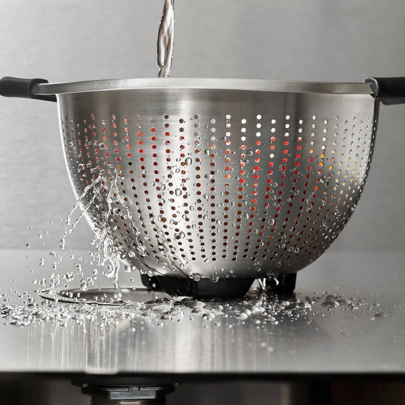 slide 8 of 8, OXO 5 Qt Stainless Steel Colander: Dishwasher-Safe Strainer for Pasta & More, Clear, 11.7" Width, 5 qt
