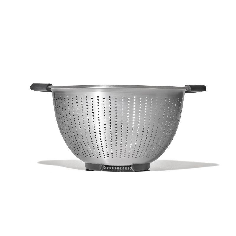 slide 1 of 8, OXO 5 Qt Stainless Steel Colander: Dishwasher-Safe Strainer for Pasta & More, Clear, 11.7" Width, 5 qt
