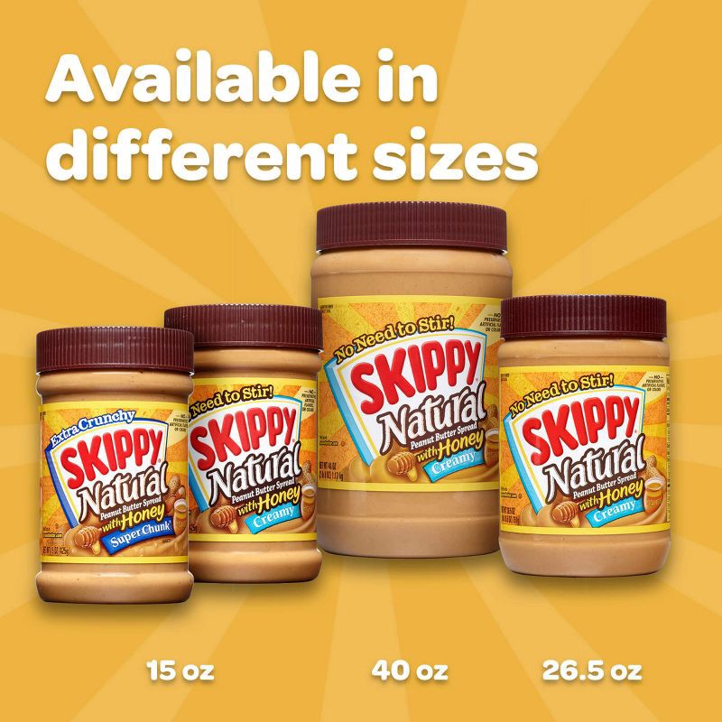 slide 8 of 14, Skippy Natural Peanut Butter Spread w/ Honey - 40oz, 40 oz