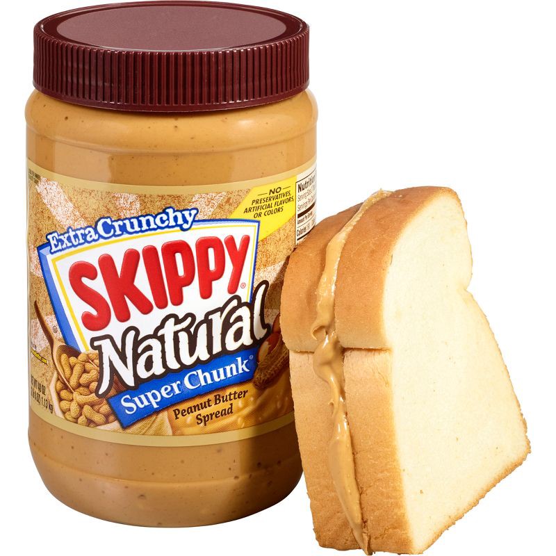 slide 6 of 14, Skippy Natural Chunky Peanut Butter - 40oz, 40 oz