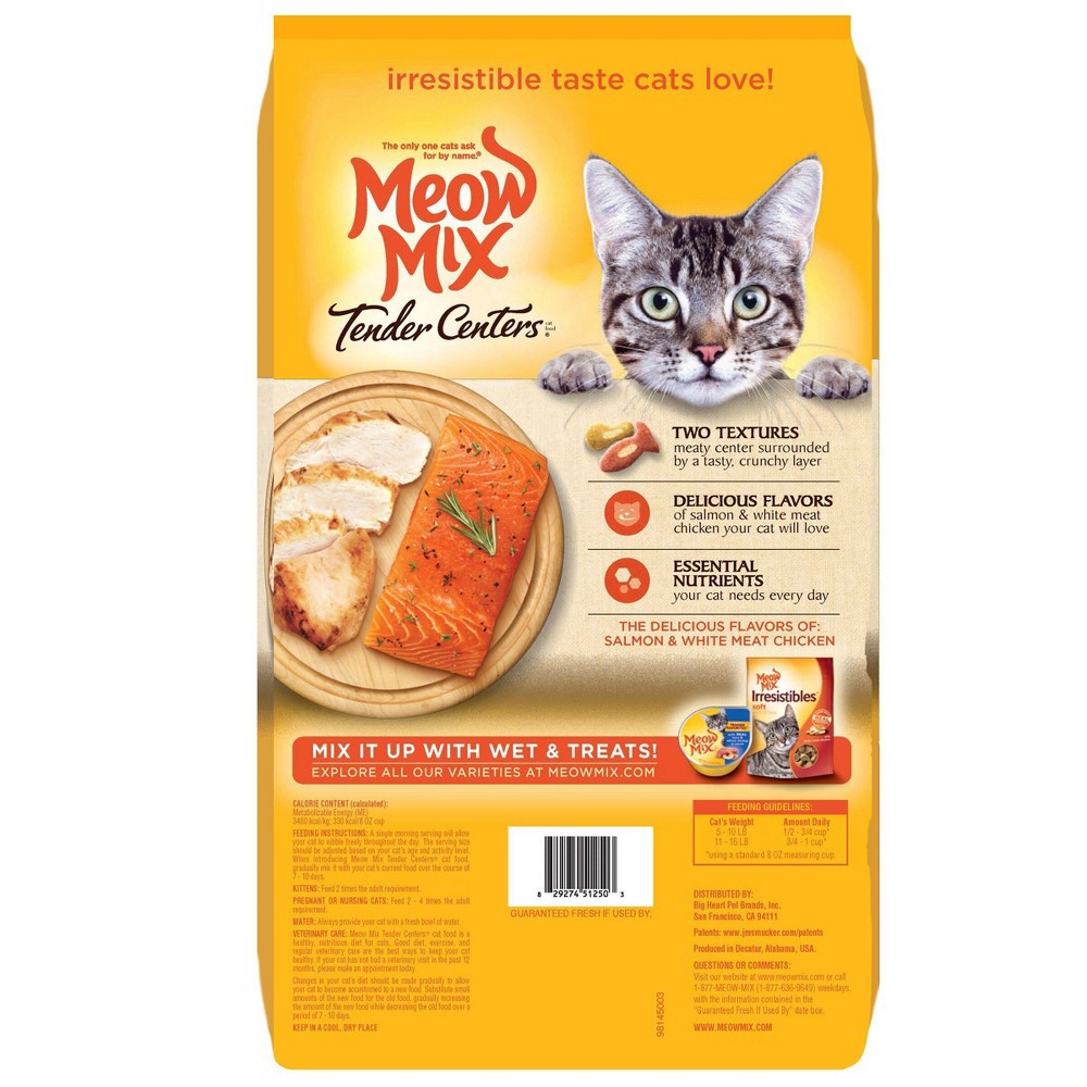 slide 3 of 5, Meow Mix Tender Centers with Flavors of Salmon & Chicken Adult Complete & Balanced Dry Cat Food - 13.5lbs, 13.5 lb