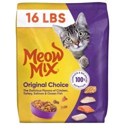 Meow Mix Original Choice with Flavors of Chicken, Turkey, Salmon & Ocean Fish Adult Complete & Balanced Dry Cat Food - 16lbs