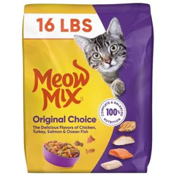 Meow Mix Original Choice with Flavors of Chicken, Turkey, Salmon & Ocean Fish Adult Complete & Balanced Dry Cat Food - 16lbs