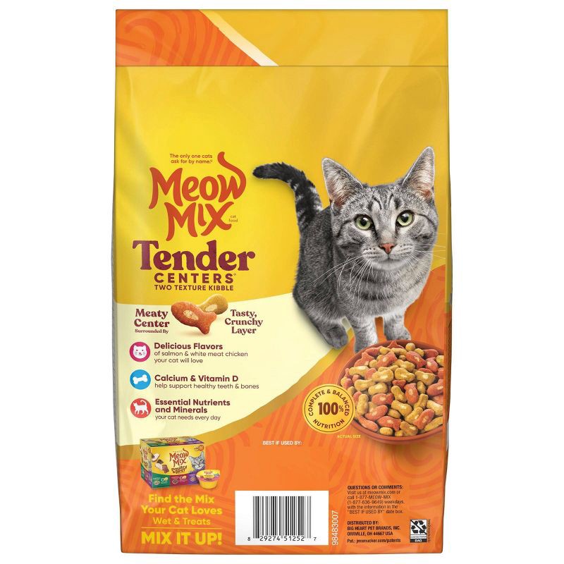 slide 2 of 5, Meow Mix Tender Centers Salmon and Chicken Flavor Dry Cat Food - 3lbs, 3 lb