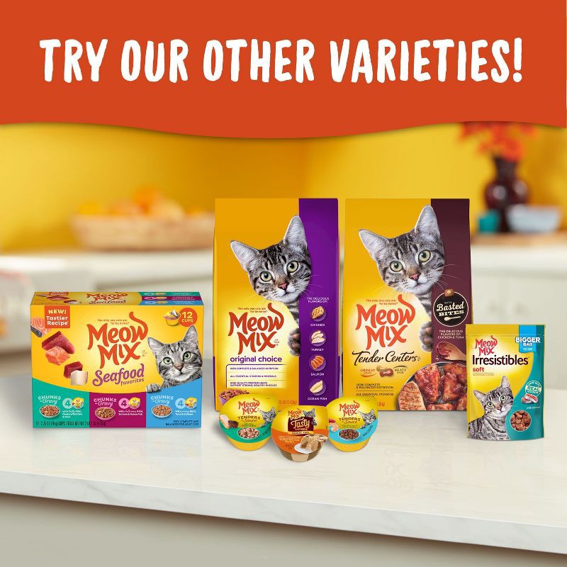 slide 4 of 8, Meow Mix Tender Centers with Flavors of Salmon & Chicken Adult Complete & Balanced Dry Cat Food - 3lbs, 3 lb