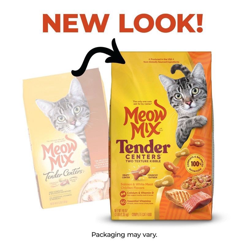 slide 4 of 5, Meow Mix Tender Centers Salmon and Chicken Flavor Dry Cat Food - 3lbs, 3 lb
