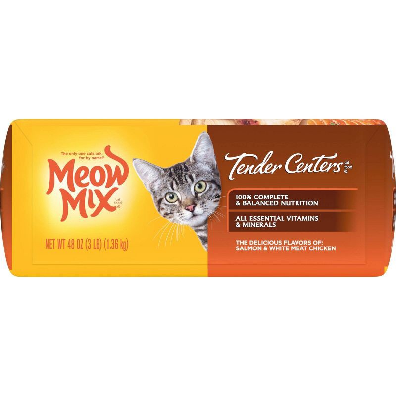 slide 5 of 8, Meow Mix Tender Centers with Flavors of Salmon & Chicken Adult Complete & Balanced Dry Cat Food - 3lbs, 3 lb