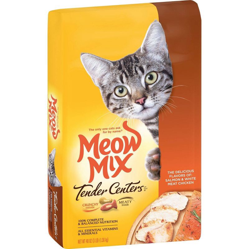 slide 6 of 8, Meow Mix Tender Centers with Flavors of Salmon & Chicken Adult Complete & Balanced Dry Cat Food - 3lbs, 3 lb