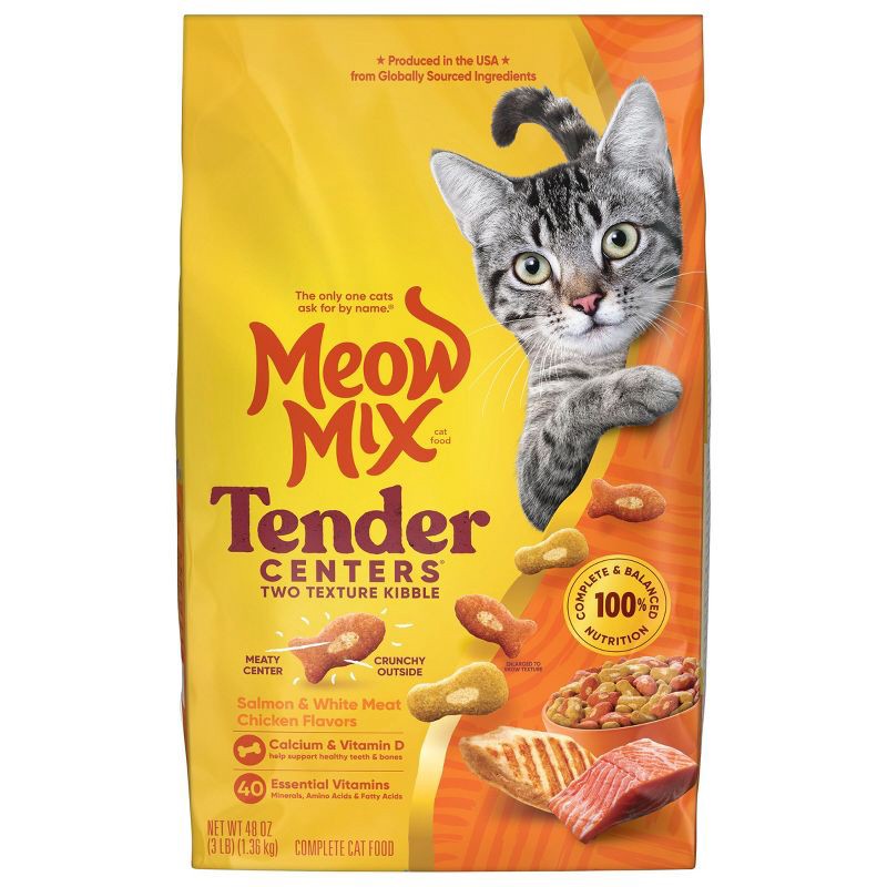 slide 7 of 9, Meow Mix Tender Centers Salmon and Chicken Flavor Dry Cat Food - 3lbs, 3 lb