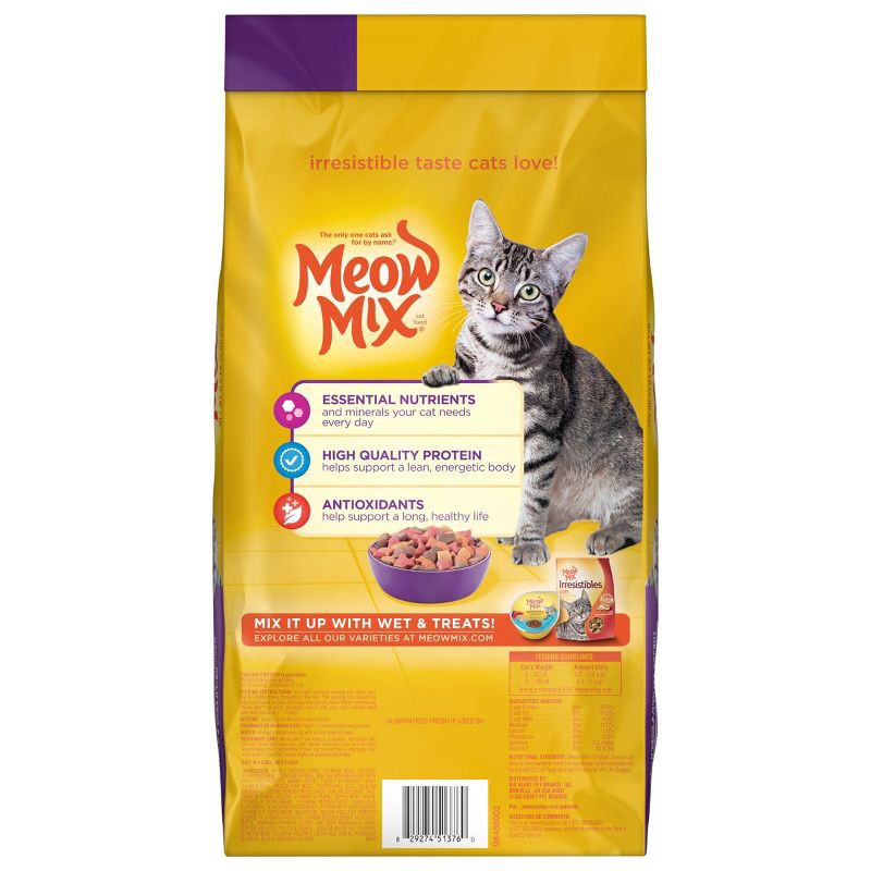 slide 2 of 4, Meow Mix Original Choice with Flavors of Chicken, Turkey, Salmon & Ocean Fish Adult Complete & Balanced Dry Cat Food - 6.3lbs, 6.3 lb