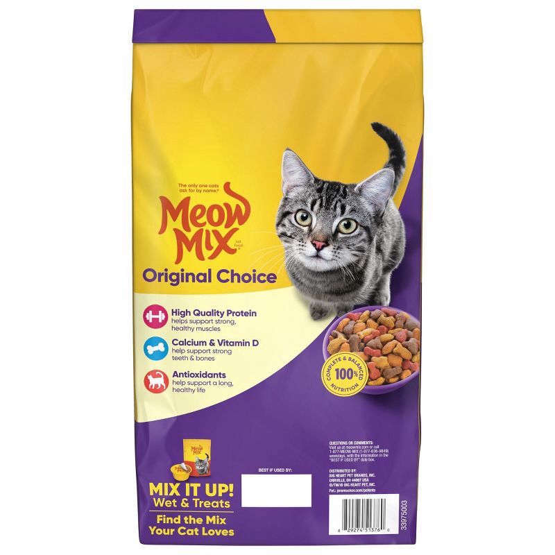 slide 5 of 9, Meow Mix Original Choice with Flavors of Chicken, Turkey, Salmon & Ocean Fish Adult Complete & Balanced Dry Cat Food - 6.3lbs, 6.3 lb