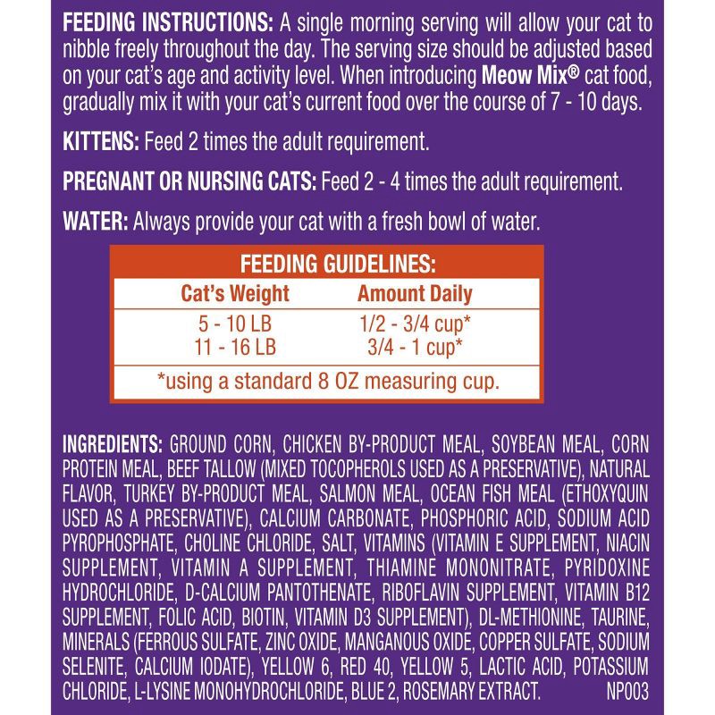 slide 6 of 9, Meow Mix Original Choice with Flavors of Chicken, Turkey, Salmon & Ocean Fish Adult Complete & Balanced Dry Cat Food - 6.3lbs, 6.3 lb