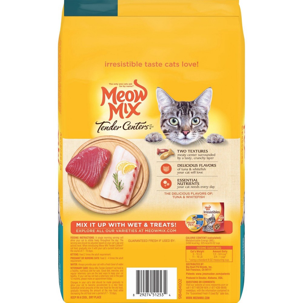 slide 5 of 8, Meow Mix Tender Center Tuna Whitefish Flavors Dry Cat Food, 3 lb