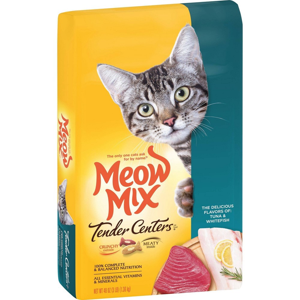 slide 2 of 8, Meow Mix Tender Center Tuna Whitefish Flavors Dry Cat Food, 3 lb