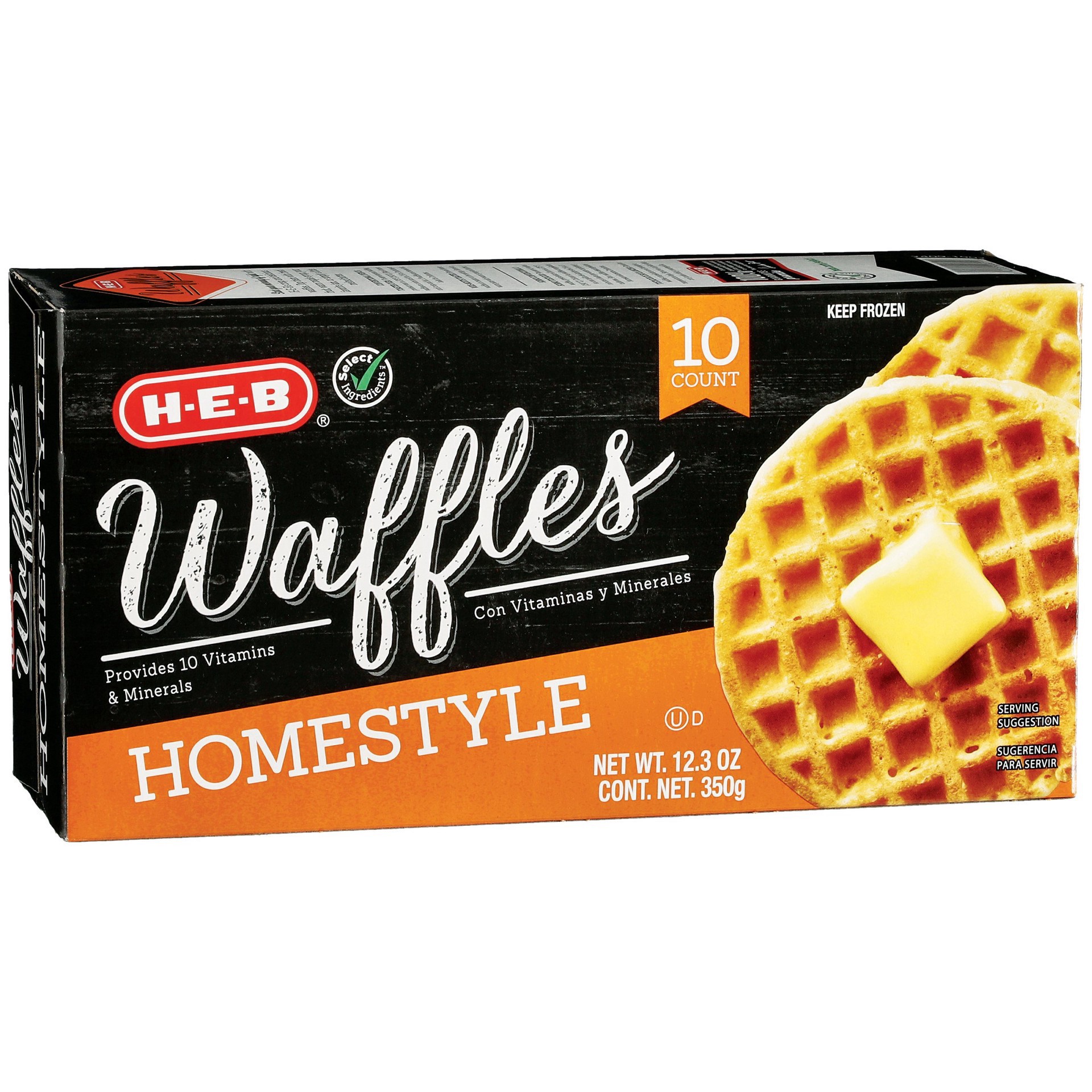 slide 1 of 1, H-E-B Classic Selections Homestyle Waffles, 10 ct