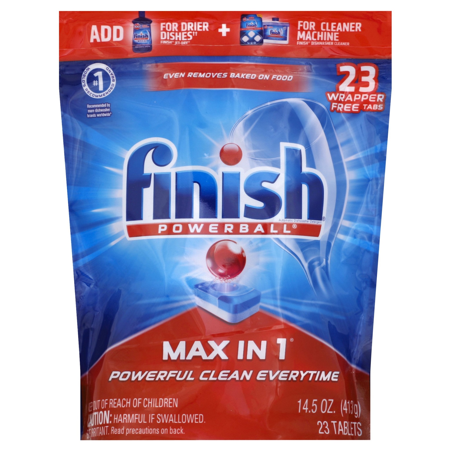 slide 1 of 6, Finish Powerball Tabs Automatic Dishwasher Detergent, Shine & Protect Max in 1, 27 ct