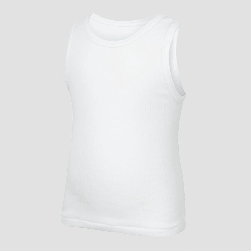 slide 2 of 5, Hanes Toddler Boys' 5pk Tank Top - White 2T-3T: Cotton-Polyester Blend, Lightweight, Crew Neck, Machine Washable, 5 ct
