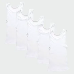 Hanes Toddler Boys' 5pk Tank Top - White 4T