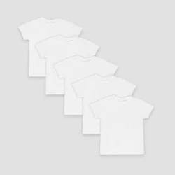 Hanes Toddler Boys' 5pk Crew T-Shirt - White 4T: Tagless, Lightweight Cotton Blend, Short Sleeve, Machine Washable