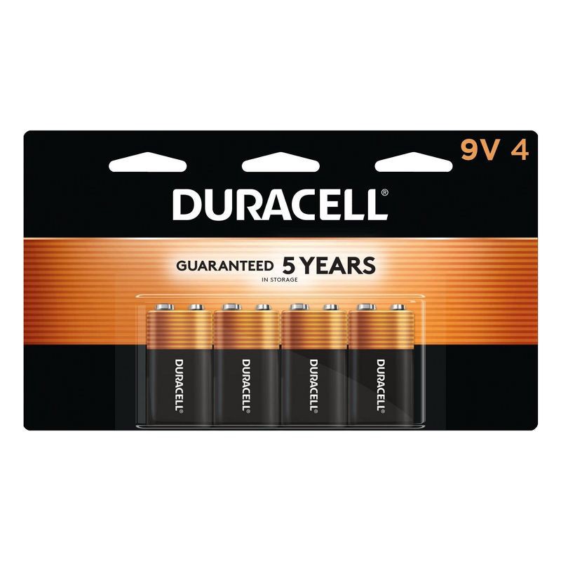 slide 1 of 5, Duracell Coppertop 9V Batteries - 4pk Alkaline Battery: Household Single-Use, 9.000V, 4 ct