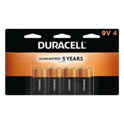 Duracell Coppertop 9V Batteries - 4pk Alkaline Battery: Household Single-Use, 9.000V