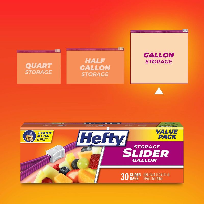 slide 2 of 9, Hefty Gallon Food Storage Slider Bag - 30ct, 30 ct