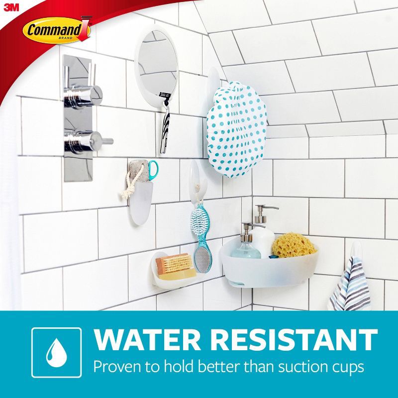 slide 3 of 11, Command 1 Hook 2 Strips Large Sized Bathroom Decorative Hook with Water Resistant Strips White, 1 ct