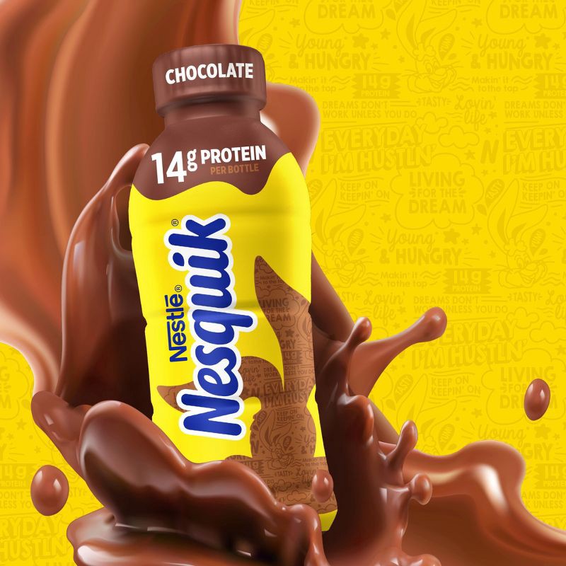 slide 2 of 7, Nesquik Low Fat Chocolate Milk - 14 fl oz, 14 fl oz