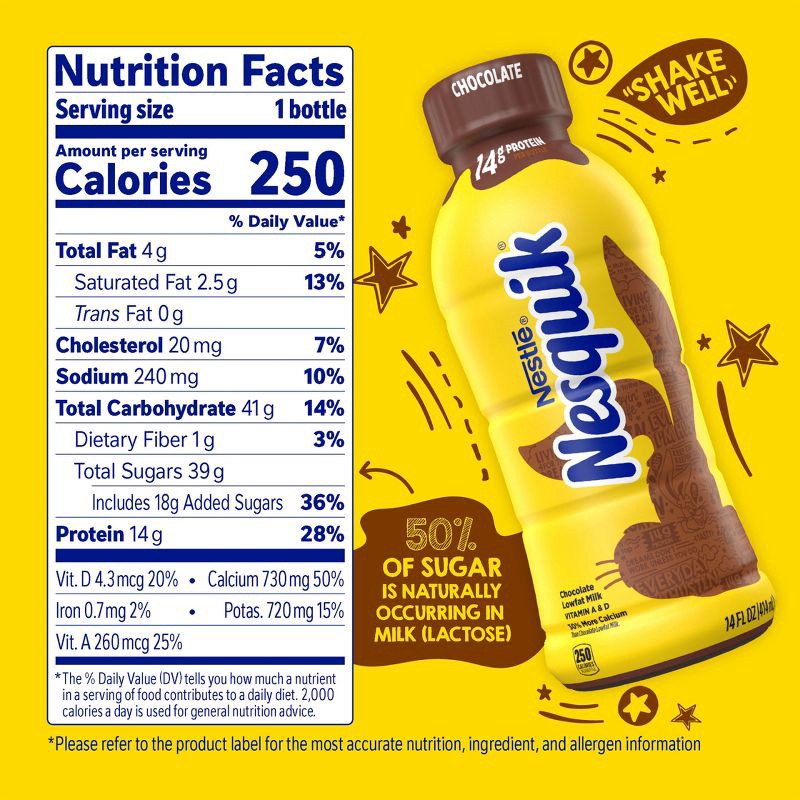 slide 6 of 7, Nesquik Low Fat Chocolate Milk - 14 fl oz, 14 fl oz