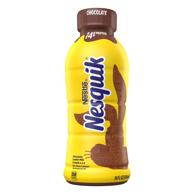 slide 1 of 5, Nesquik Low Fat Chocolate Milk - 14 fl oz, 14 fl oz