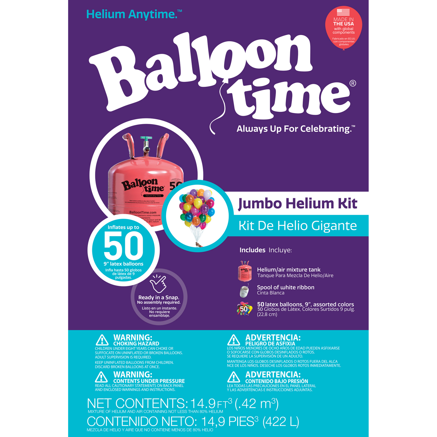 slide 4 of 5, Balloon Time Jumbo Helium Kit 1 ea, 1 ct
