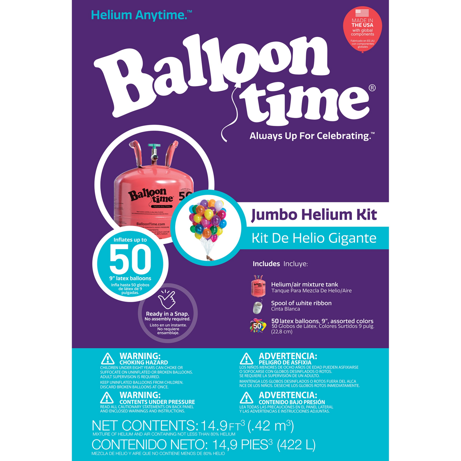 slide 4 of 8, Balloon Time Jumbo Helium Kit 1 ea, 1 ct