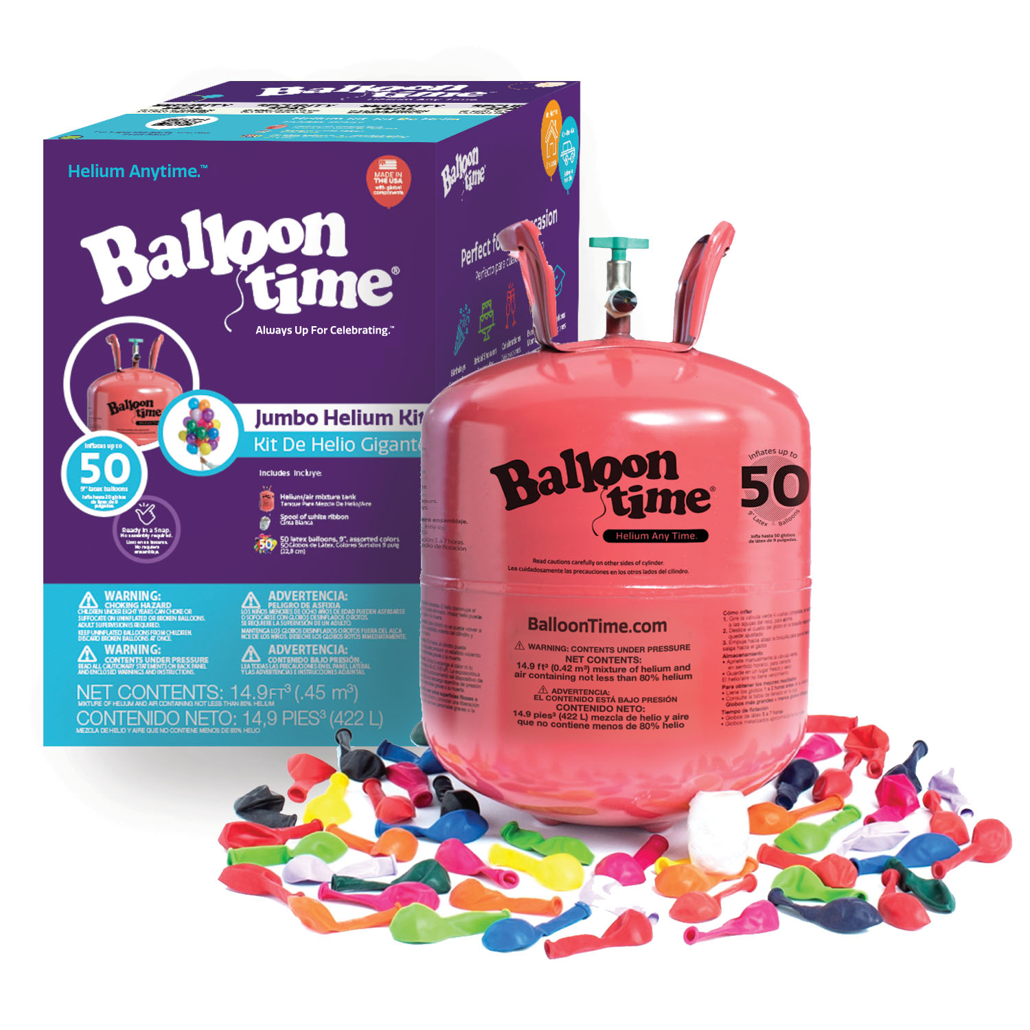slide 1 of 5, Balloon Time Jumbo Helium Kit 1 ea, 1 ct