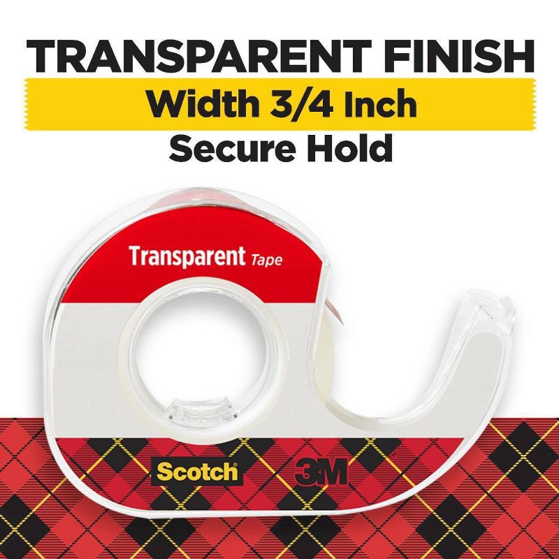slide 3 of 11, Scotch® Transparent Tape, 3/4 in. x 275 in., 4 Dispensers/Pack: Gift Wrap & Packing Tape, Clear, Plastic, Refill, 1 ct