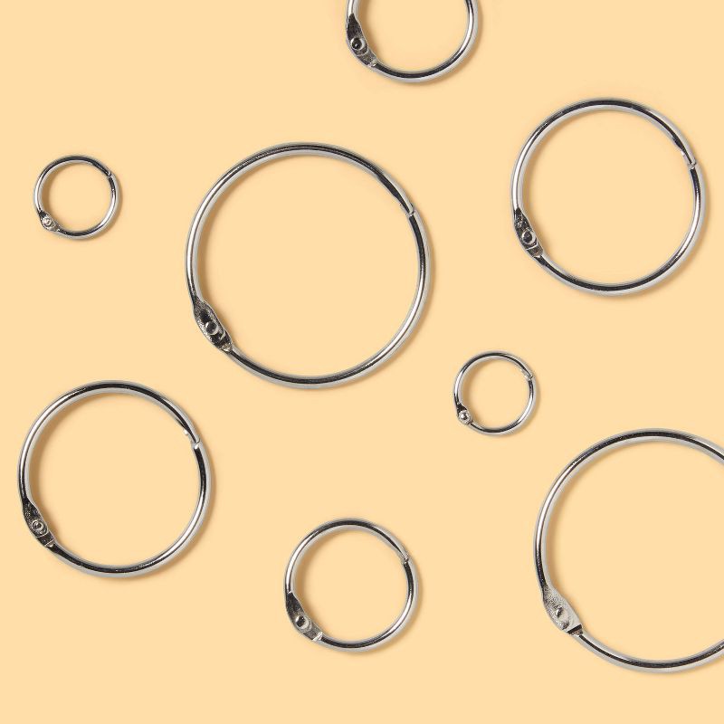 slide 2 of 3, 8ct Binder Rings - up&up™: Metal Book Rings for Index Cards, Silver Clips and Fasteners, 2.25" Width, 4.16" Height, 8 ct