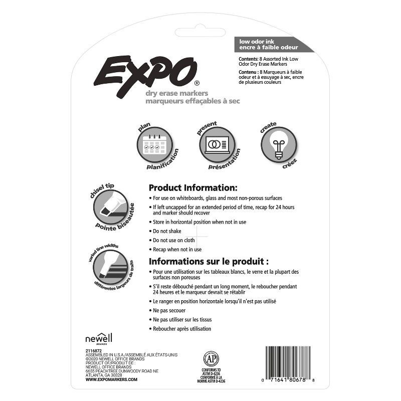 slide 8 of 8, Expo 8pk Dry Erase Markers Chisel Tip Multicolored, 8 ct