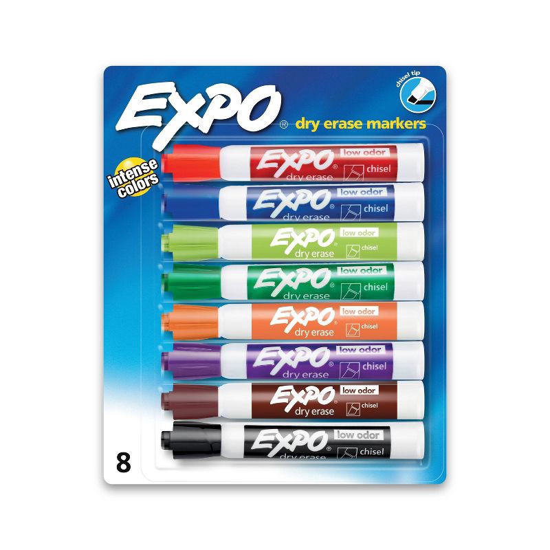 slide 1 of 8, Expo 8pk Dry Erase Markers Chisel Tip Multicolored, 8 ct