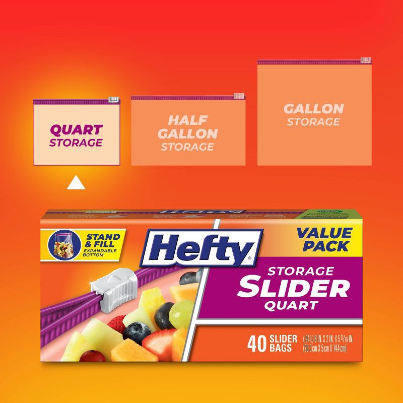 slide 2 of 10, Hefty Quart Food Storage Slider Bag - 40ct, 40 ct
