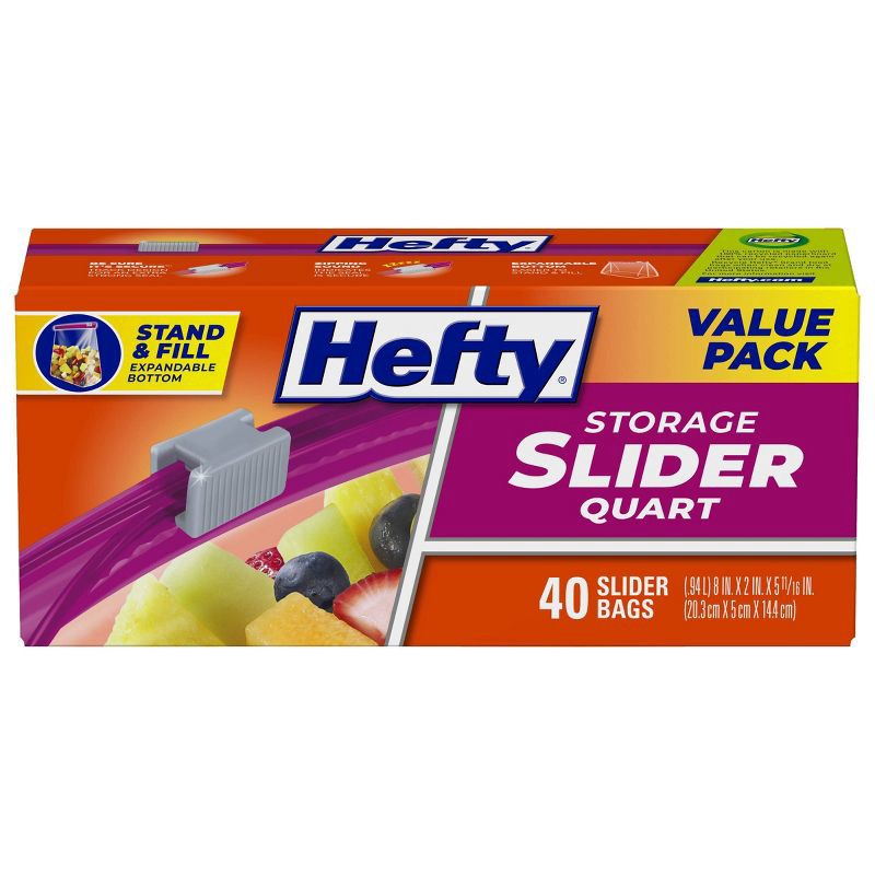 slide 1 of 10, Hefty Quart Food Storage Slider Bag - 40ct, 40 ct