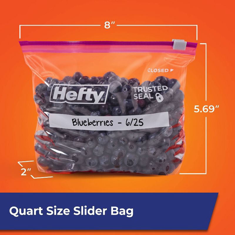 slide 6 of 10, Hefty Quart Food Storage Slider Bag - 40ct, 40 ct